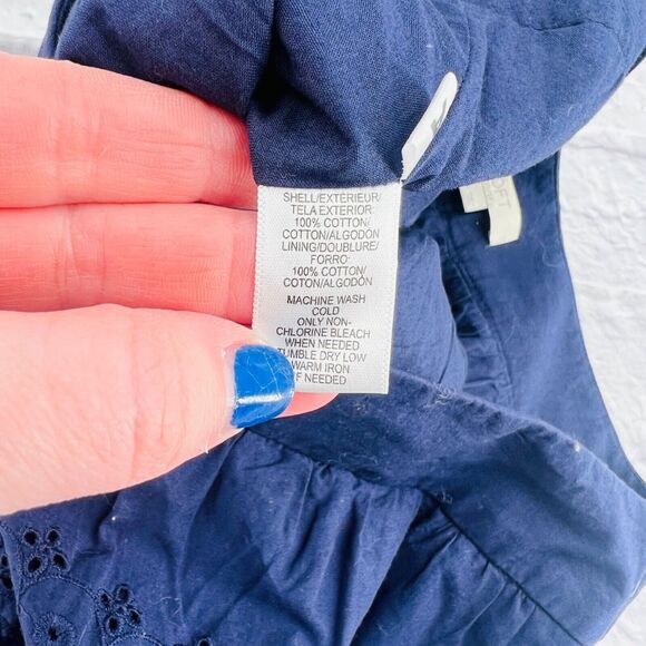 NOT FOR SALE     Ann Taylor Loft Eyelet Mini Full Skirt Size 6 Petite Dark Blue - Picture 6 of 9